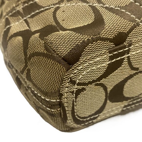 Auth COACH Signature Medium Duffel 10403 Khaki White Jacquard Leather - Picture 9 of 9